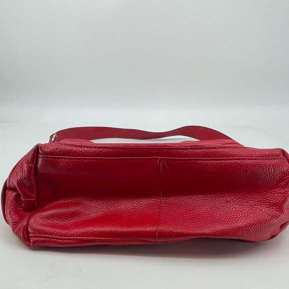 Mia Capella Red Large Leather Shoulder Bag | Classic Style - Picture 2 of 5